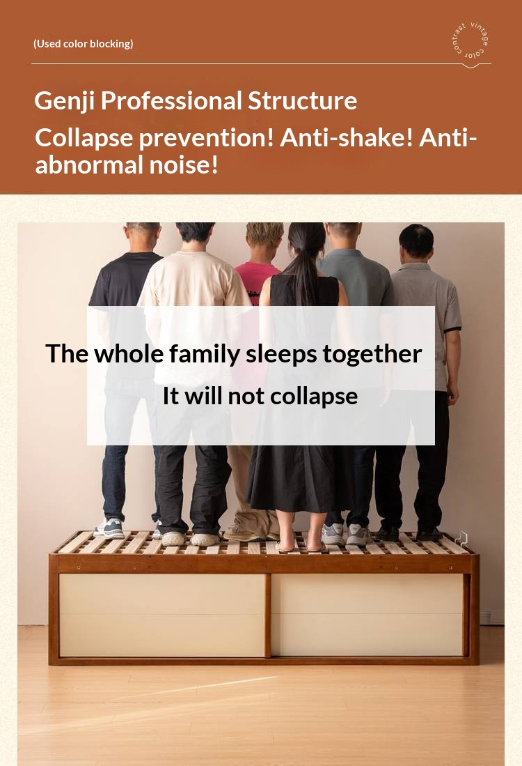 Rubberwood Solid Wood Kids’ Platform Bed and Hidden Storage