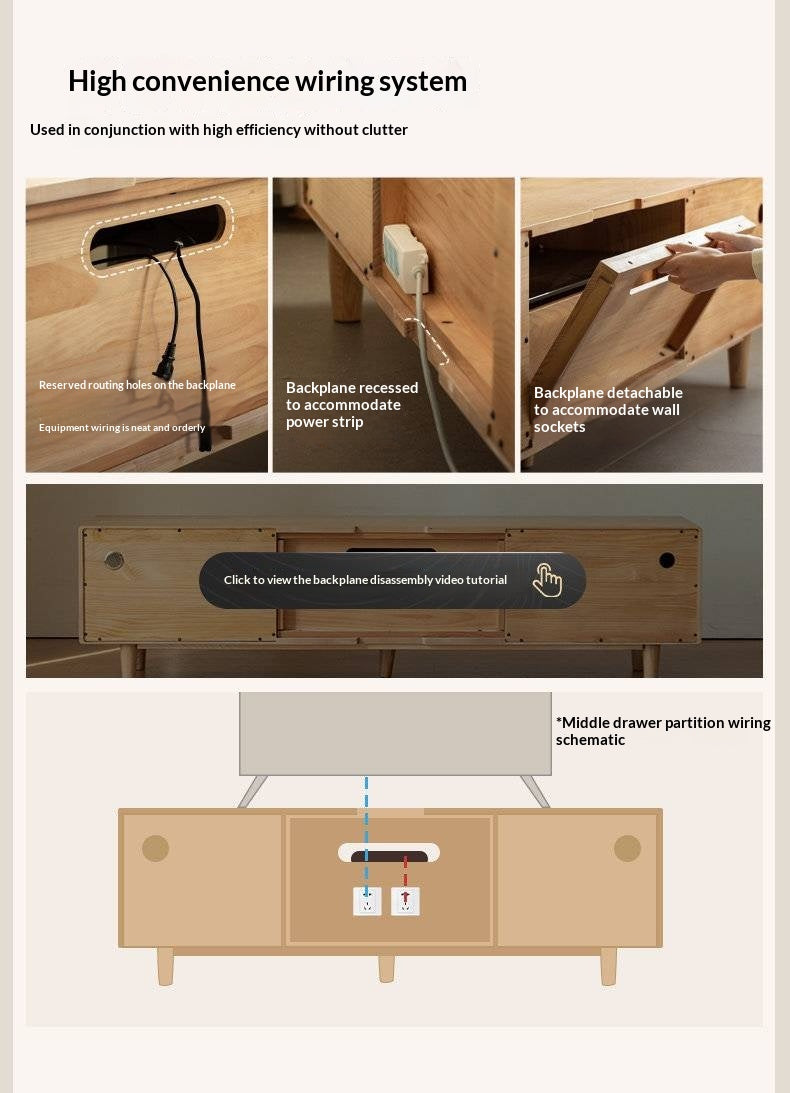 Ash Solid Wood Floor TV Cabinet