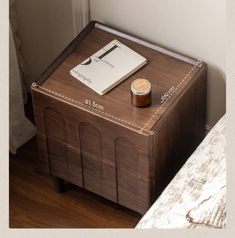 Black Walnut, Poplar, Sandalwood Solid Wood Modern Simple Nightstand.