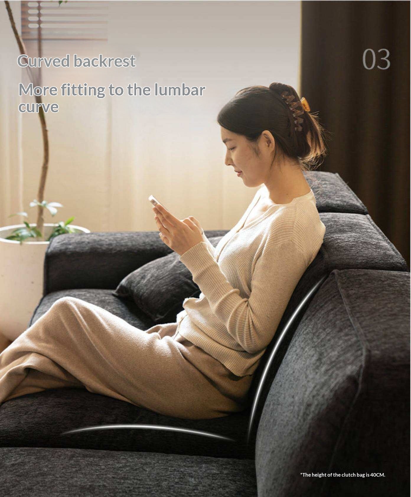 Modern Black Fabric Modular Sofa, Deep Seat Minimalist Design