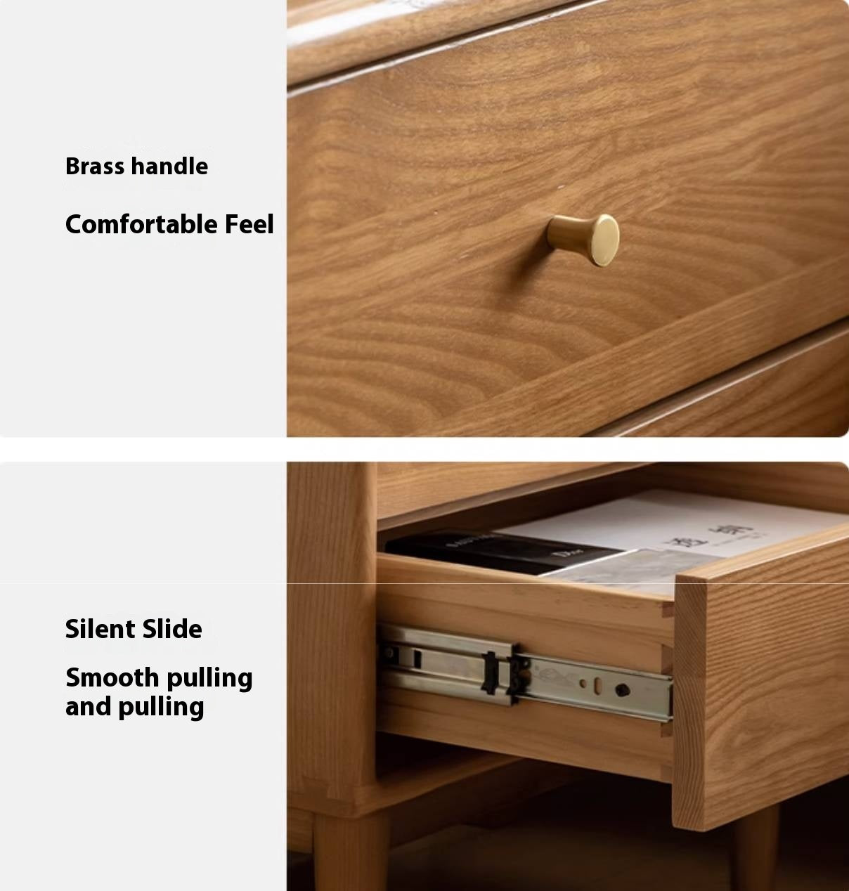 Ash, White Ash, Cherry Solid Wood Modern Style Nightstand