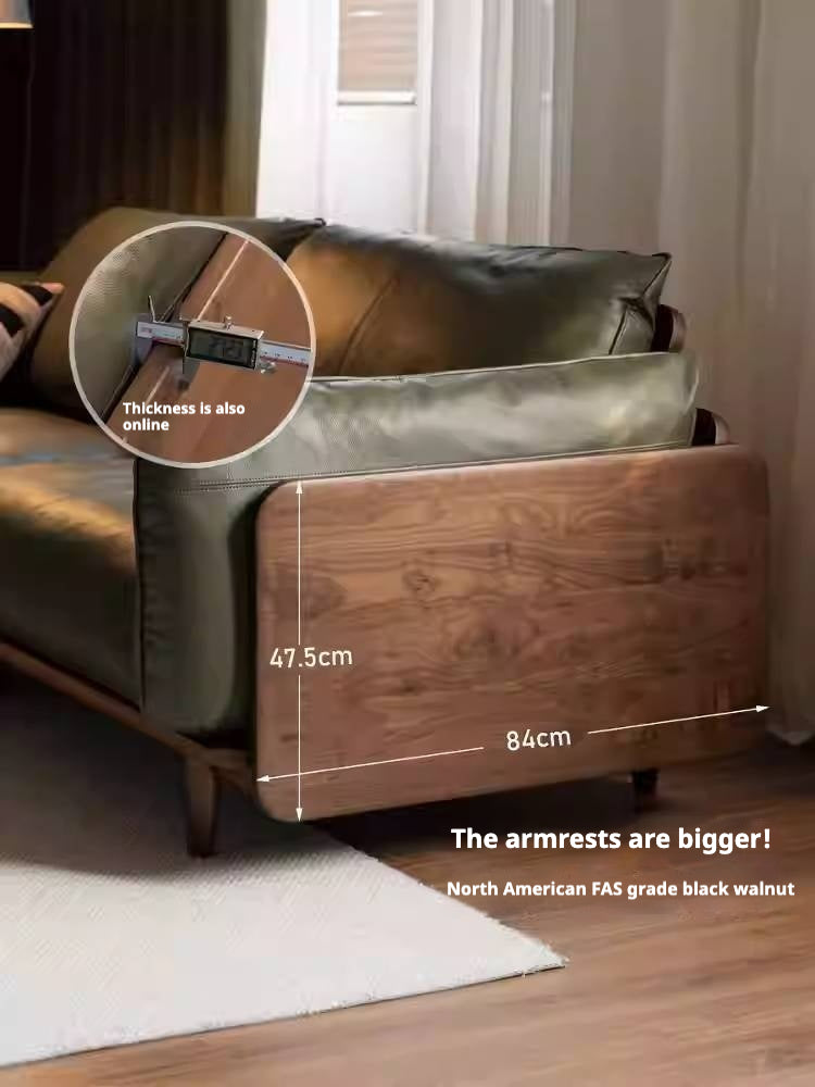 Black Walnut Solid Wood,Solid Sandalwood Genuine leather, fabric Sofa