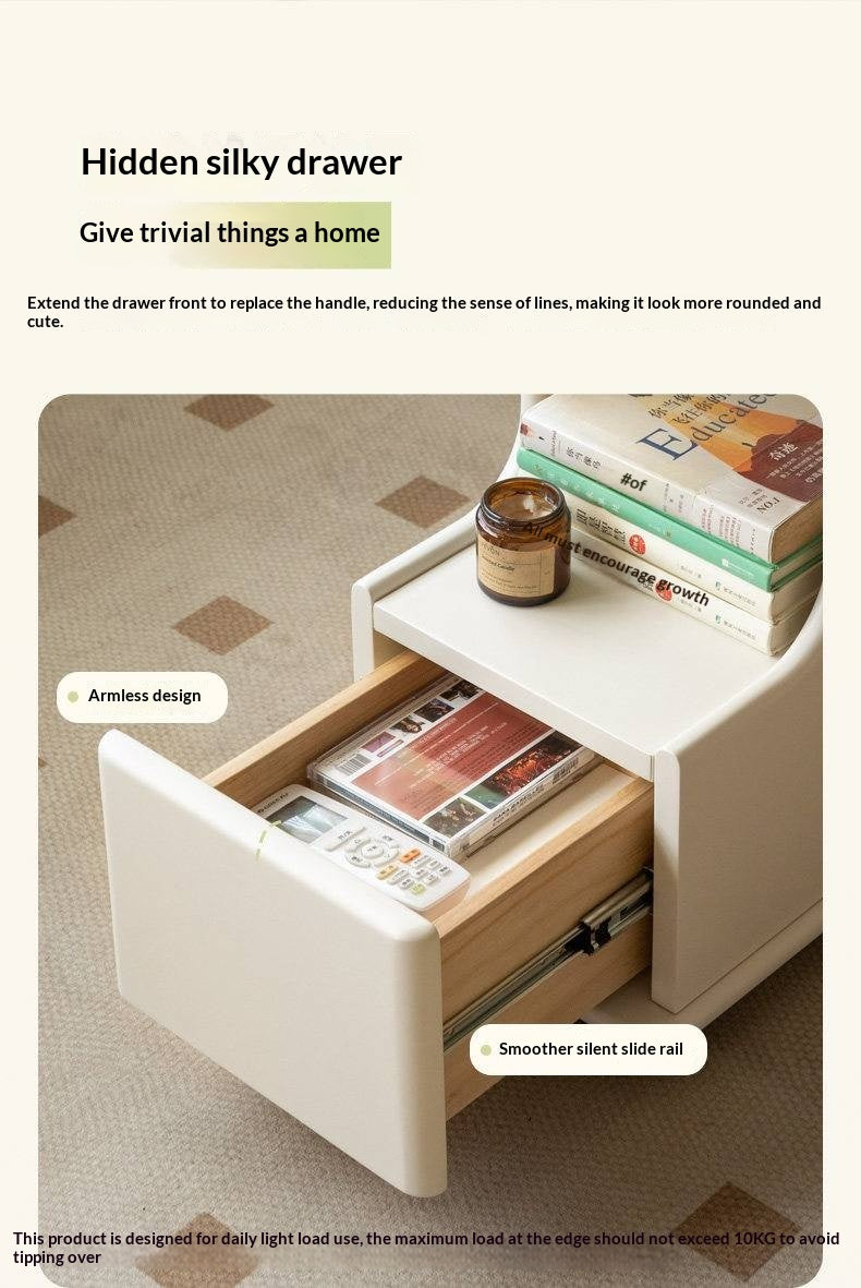 Solid RubberWood Edge Side Table French Cream Style