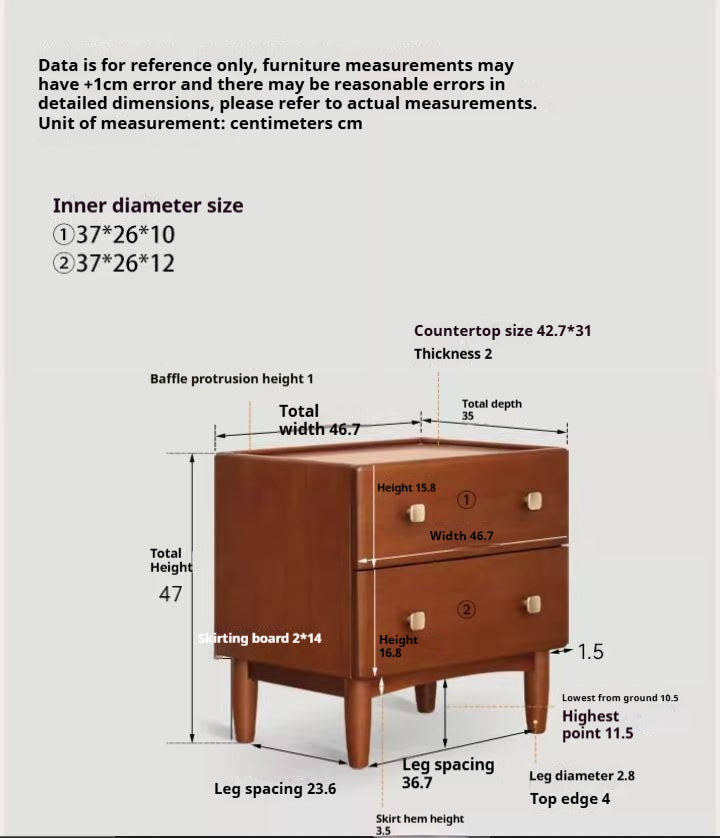 Poplar, Birch Solid Wood Retro Style Nightstand