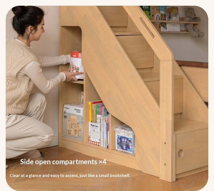 Rubberwood Solid Wood Children's Multifunctional Bunk Bed