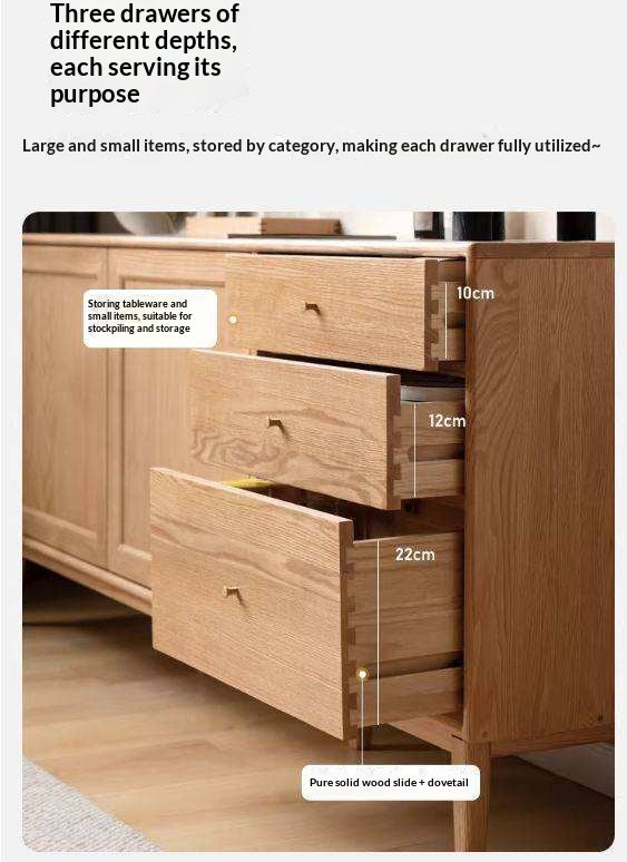 Oak Solid Wood, Solid Rubberwood Classic Sideboard