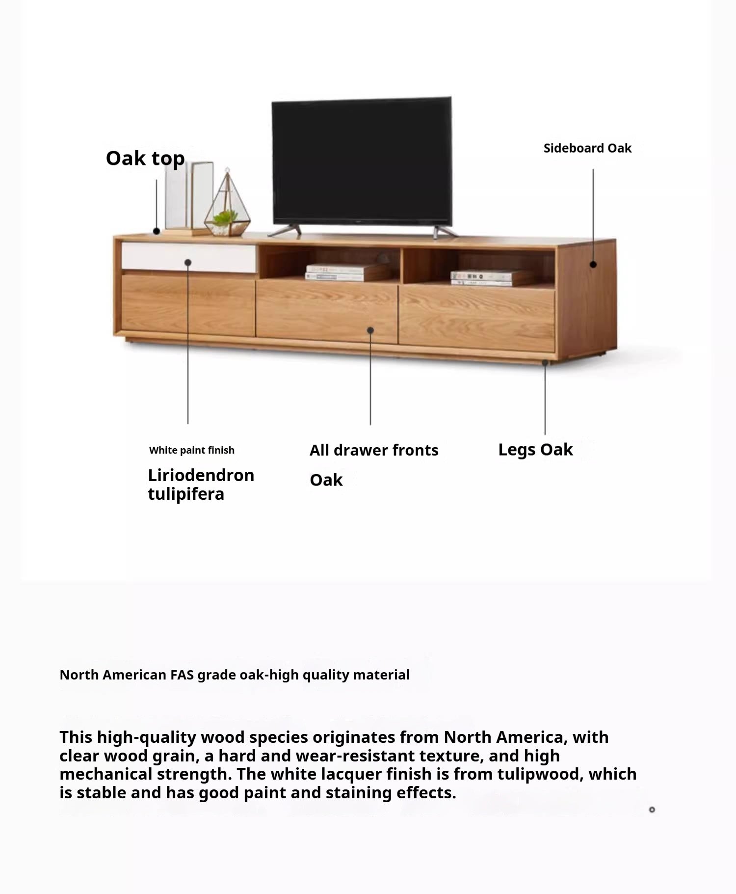 Oak, Tulip Tree, Poplar, Black Walnut Solid Wood TV Stand