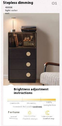 Ash Solid Wood Black Floor Standing Side Cabinet.