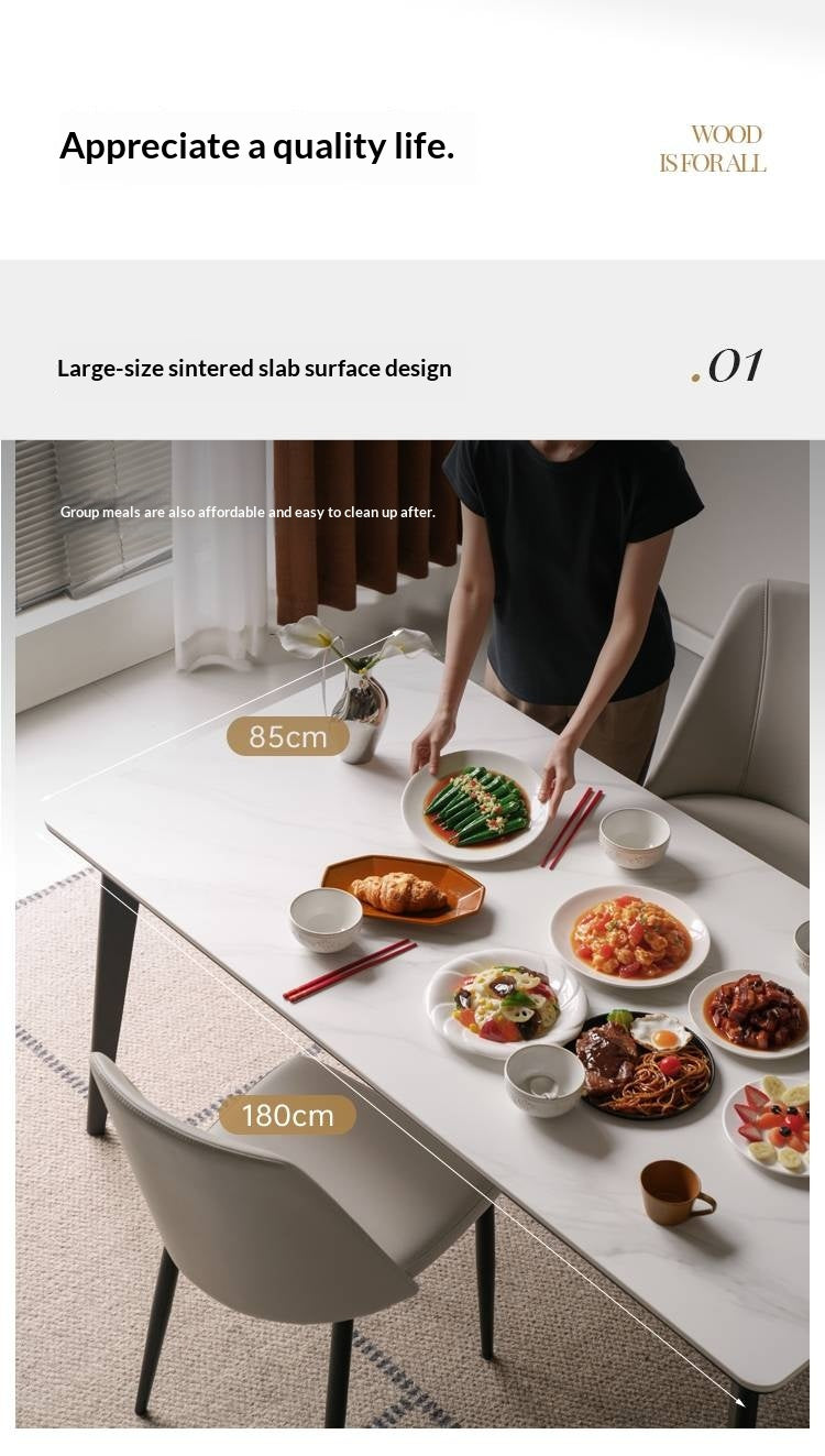 Solid Rubberwood Modern Minimalist Rock Board Dining Table