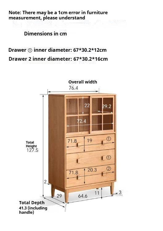 Beech Solid Wood Modern Simple with Light Storage Cabinet.