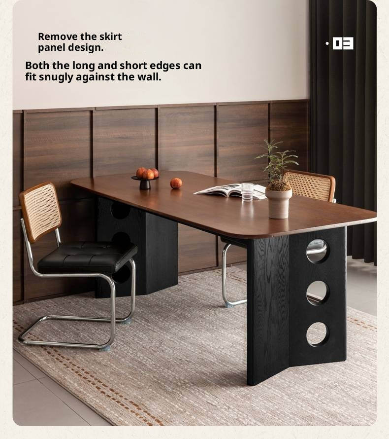 Black Walnut, Ash Solid Wood Retrо Dining Table