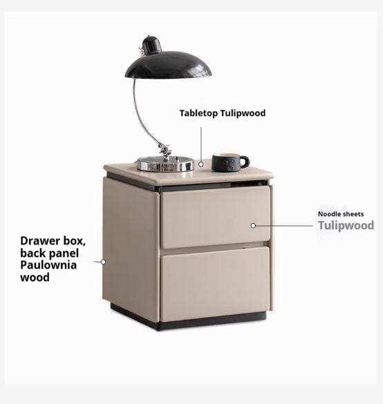 Tulipwood Solid Wood Gray Light Luxury Nightstand.