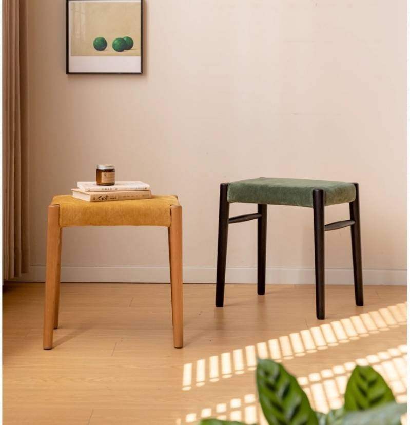 Oak Solid Wood Retro Makeup Stool