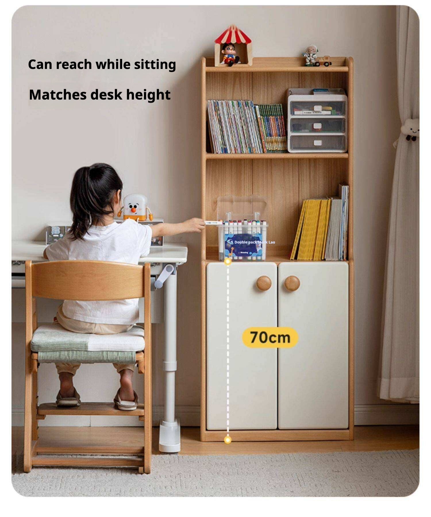 Beech Solid Wood Children's Bookcase.