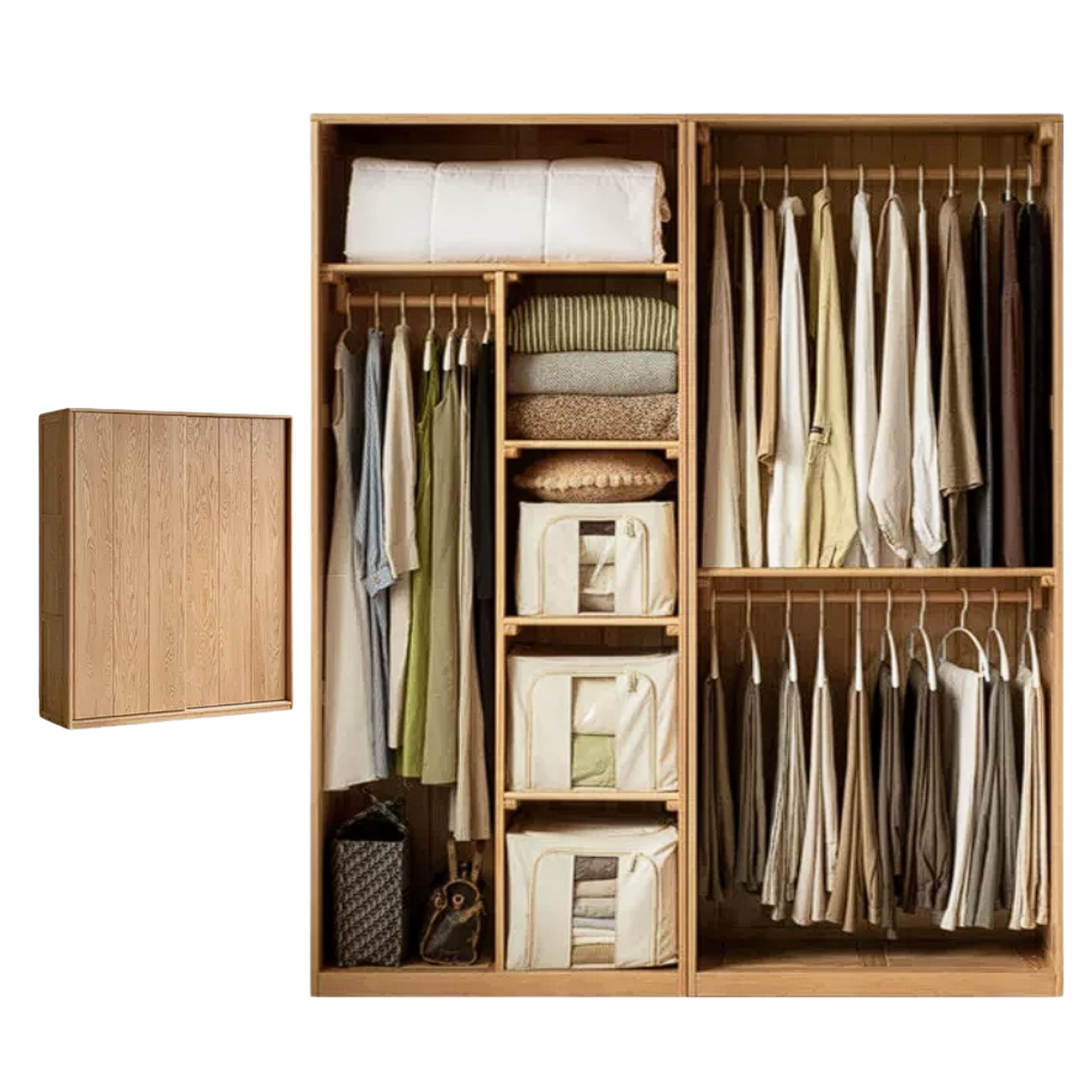 Oak Solid Wood Sliding Door Wardrobe
