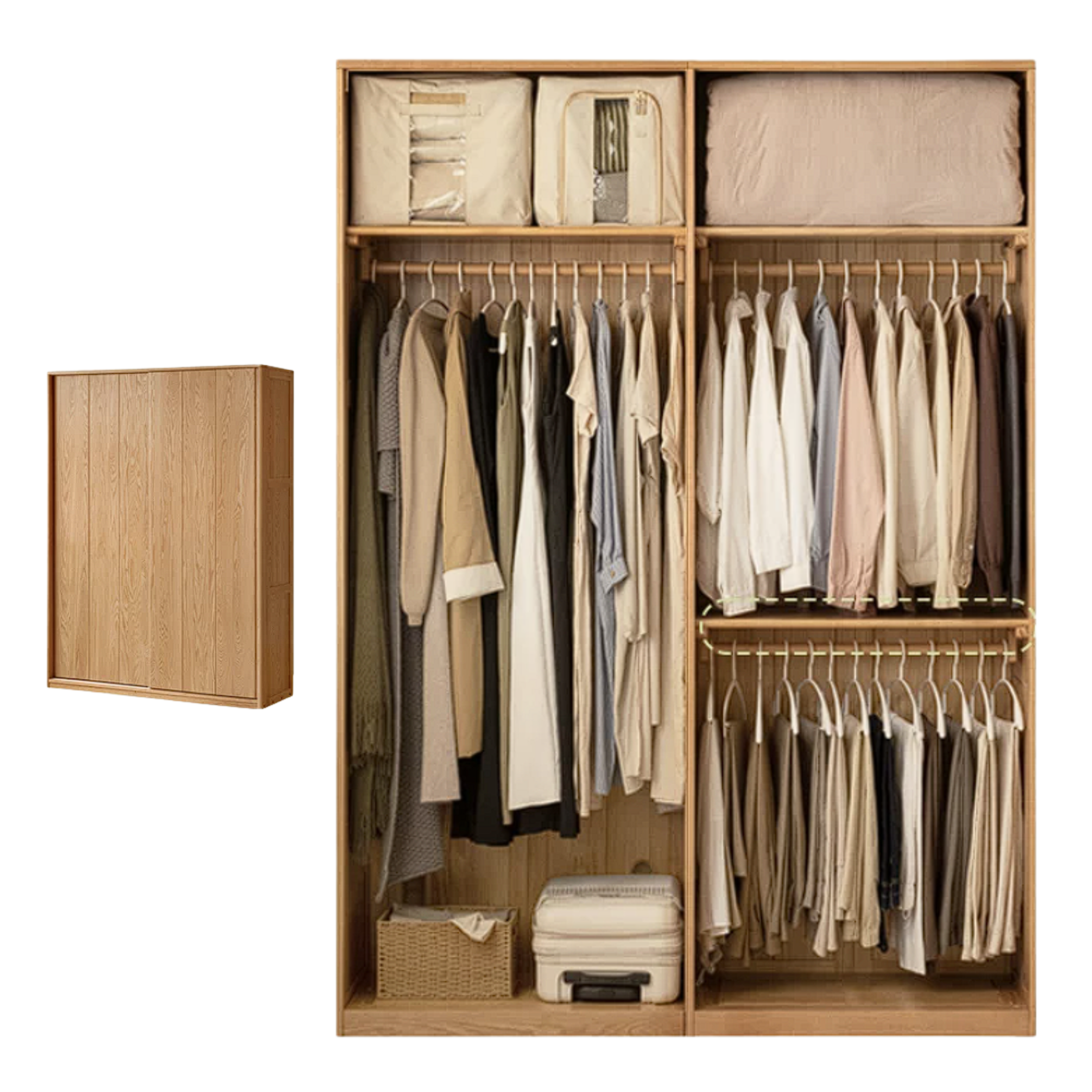 Cherry Wood Sliding Door Retro Wardrobe
