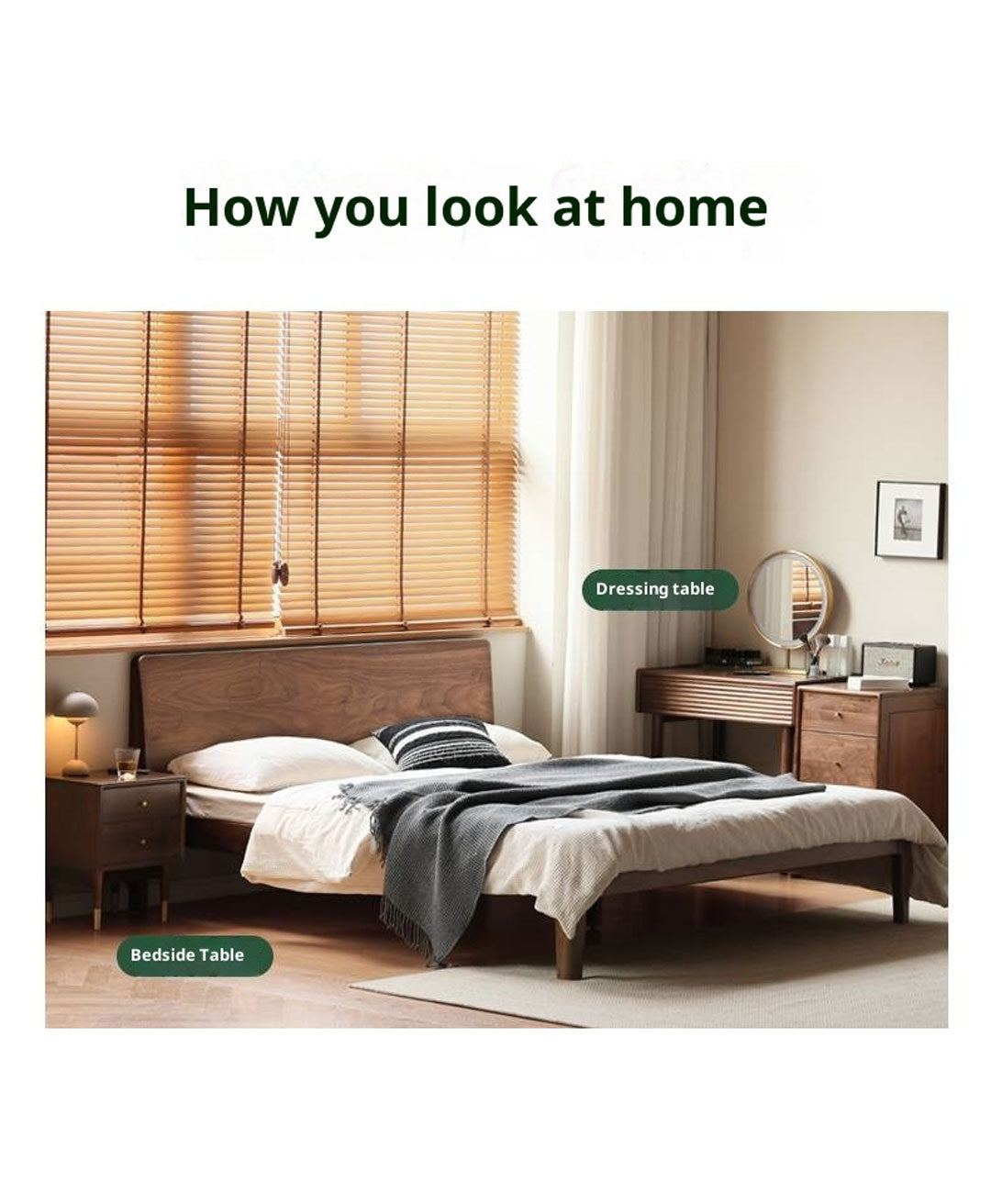 North American Black Walnut, Oak, Catalpa Solid Wood Modern Minimalist Bed