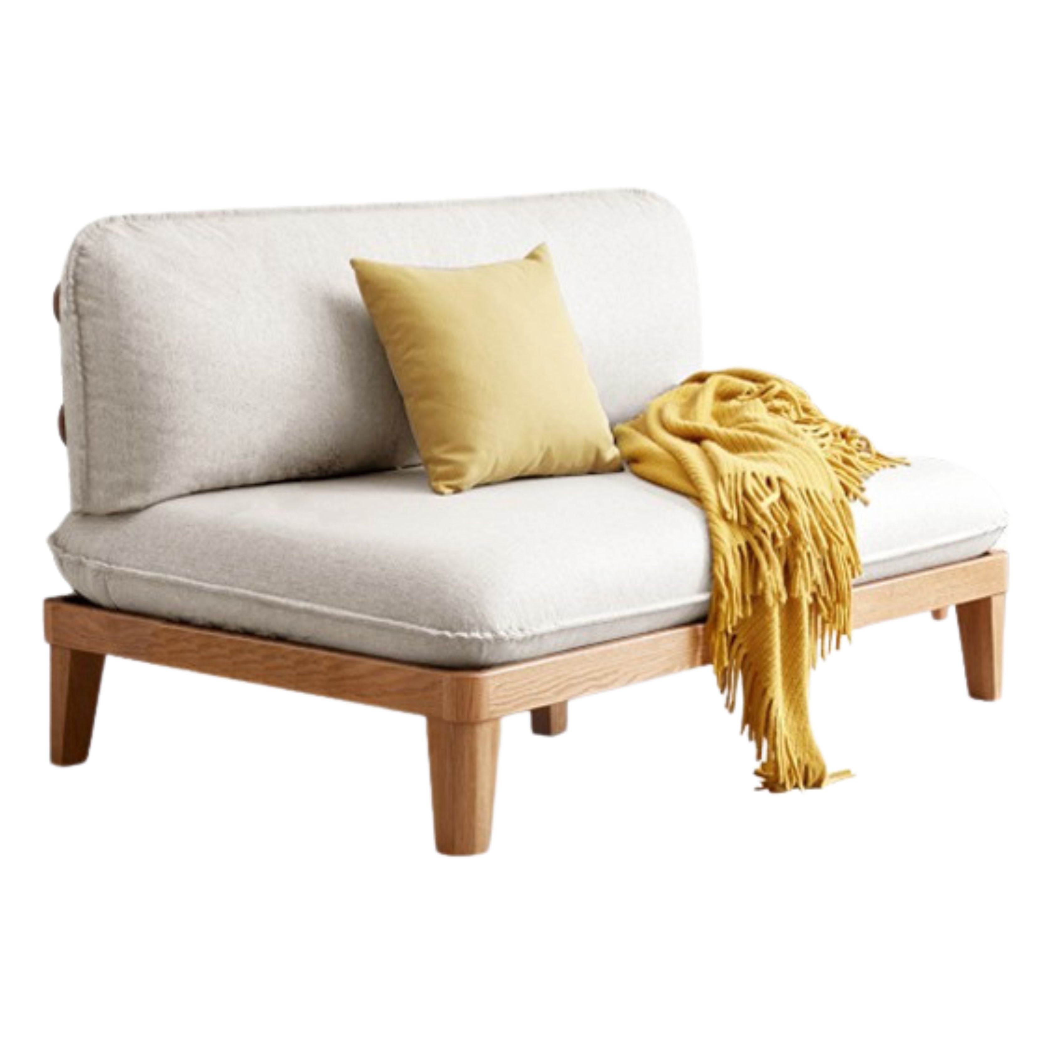 Oak Solid wood Armless Straight Fabric Sofa.
