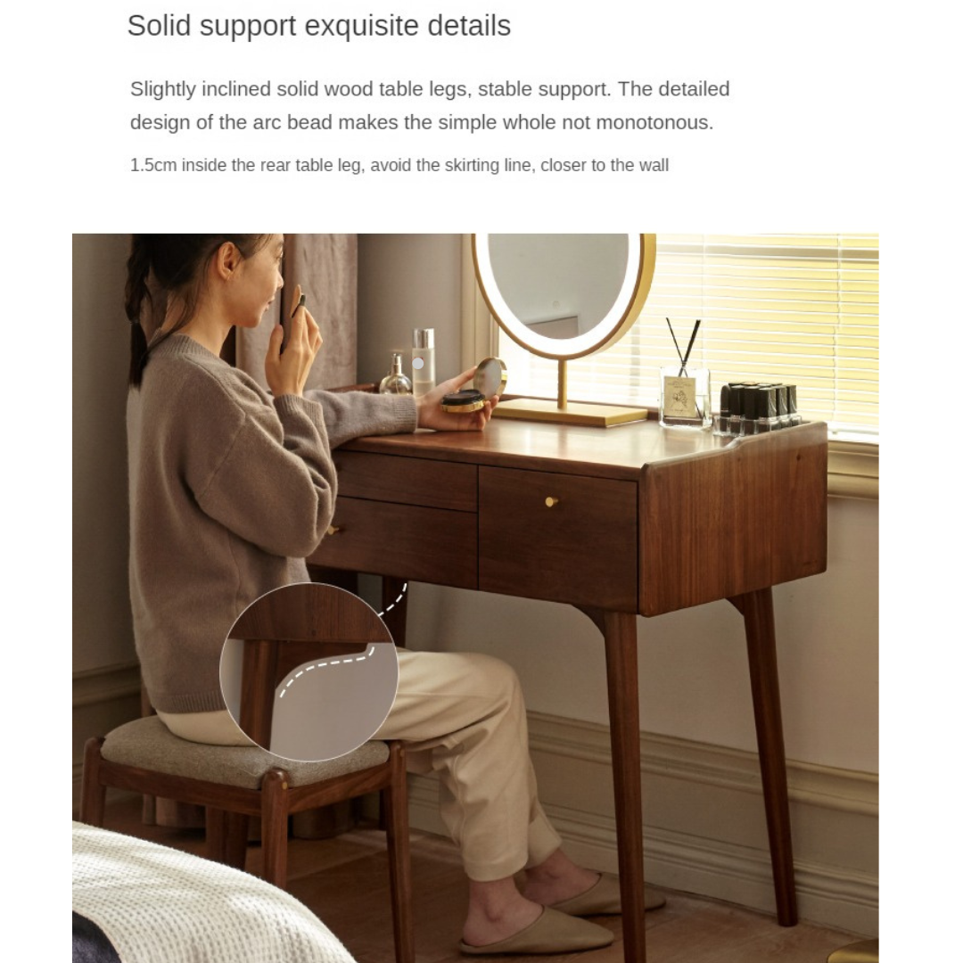 Black Walnut, Ash Solid Wood Dressing Table.
