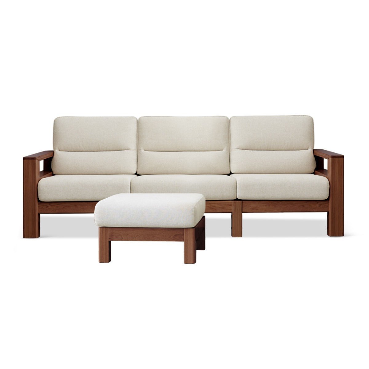 Ash, Black Walnut Solid Wood White Wax Fabric Sofa.