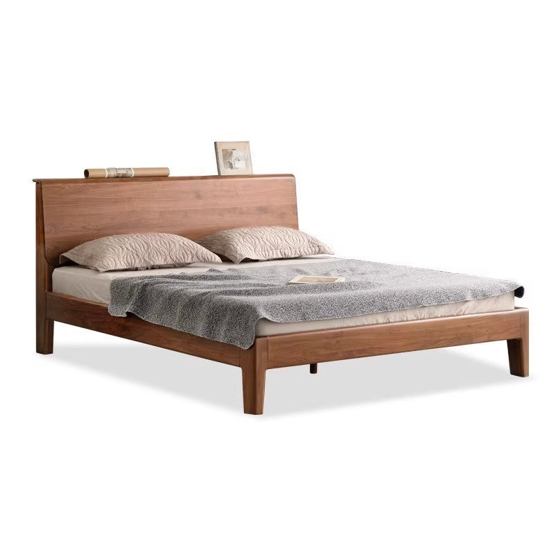 Black Walnut, Teak,Ash Solid Wood Bed Nordic Modern