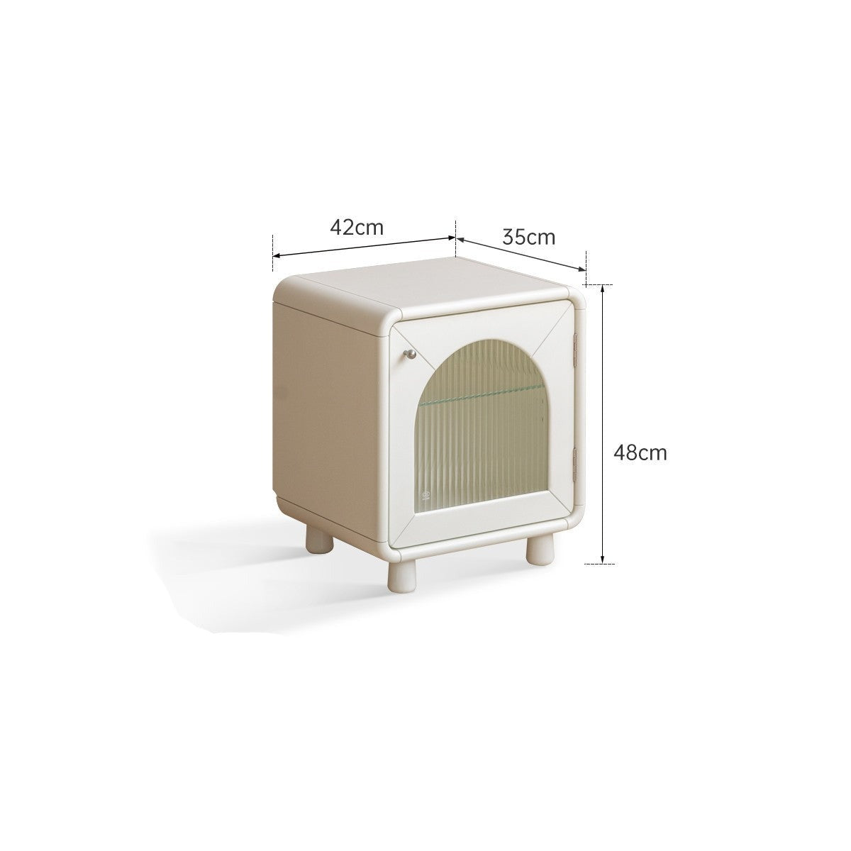 Solid RubberWood, Poplar Solid Wood Light Nightstand Cream Style