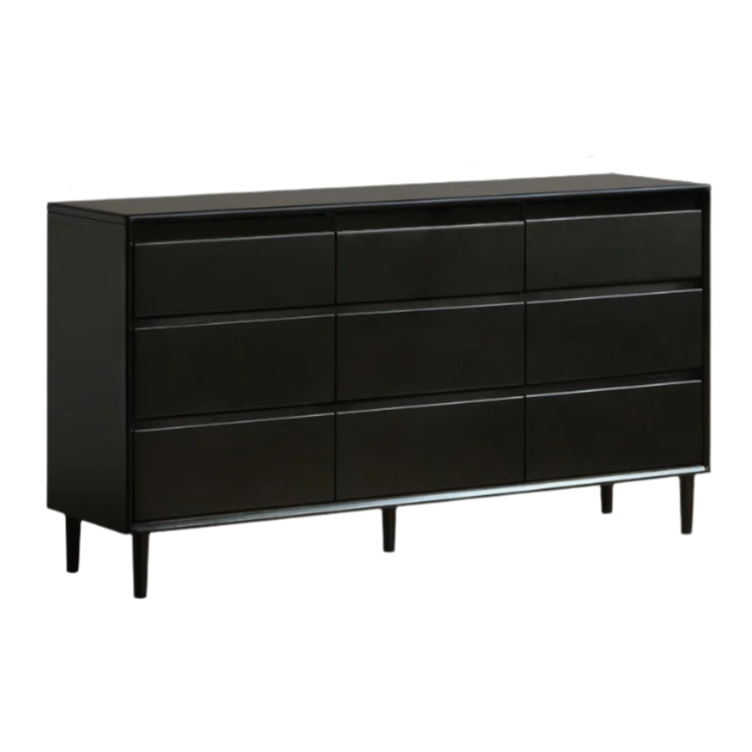 Rubber Solid Wood Modern Black Drawer Cabinet