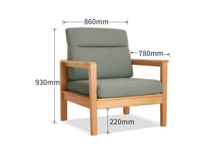 Beech Solid Wood Armchair Modern Minimalist)