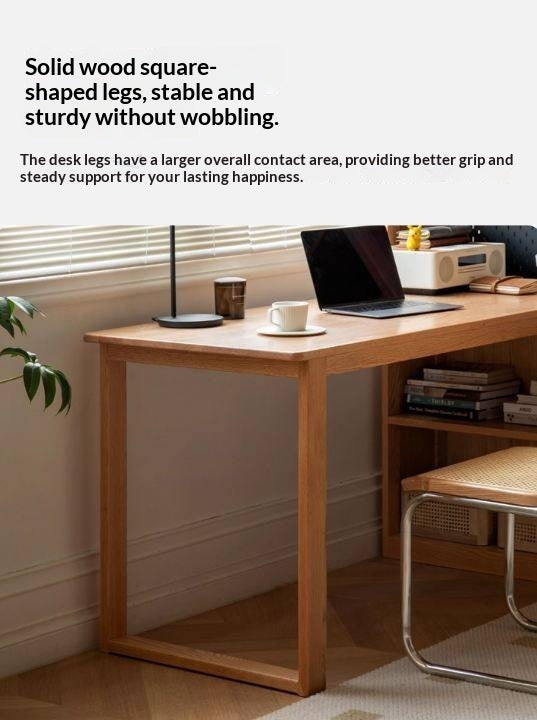 Oak Solid Wood Integrated Desk Cabinet