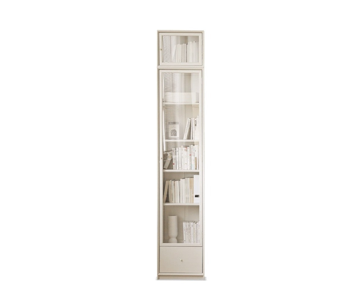 Oak Solid Wood Combination Bookcase Glass Door Floor-to-ceiling Bookshelf