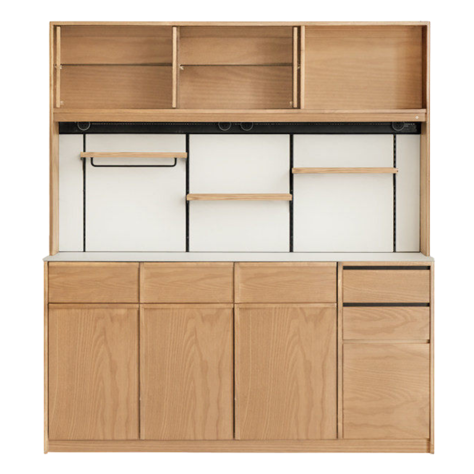 Black Walnut, Sandalwood, Ash Solid Wood Dining Cabinet Antique Style Rock Board