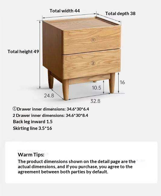Ash, Oak, White Ash, White Oak, Sandalwood Solid Wood White Wax Small Nightstand