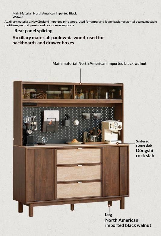 Black Walnut Solid Wood Ancient Style Buffet Cabinet