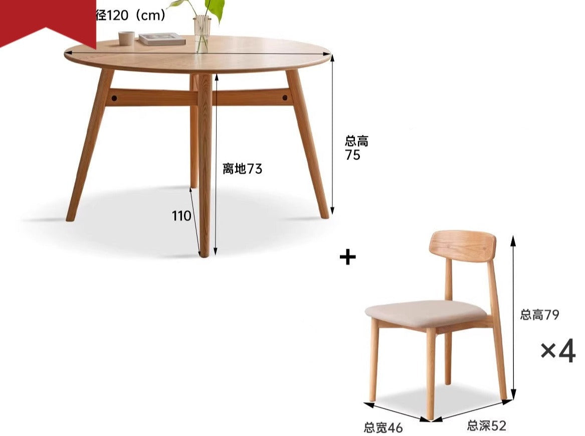 Oak Solid wood round table "