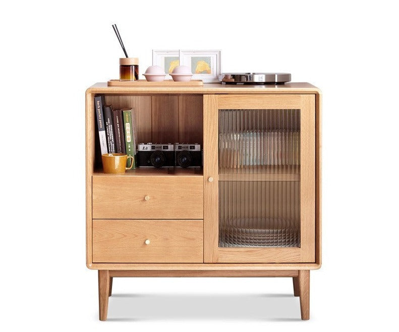Oak solid wood side cabinet"