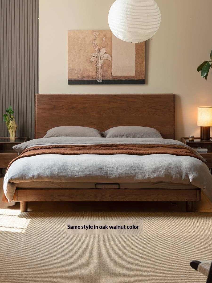 Oak Solid Wood Bed Modern Minimalist Large Bed