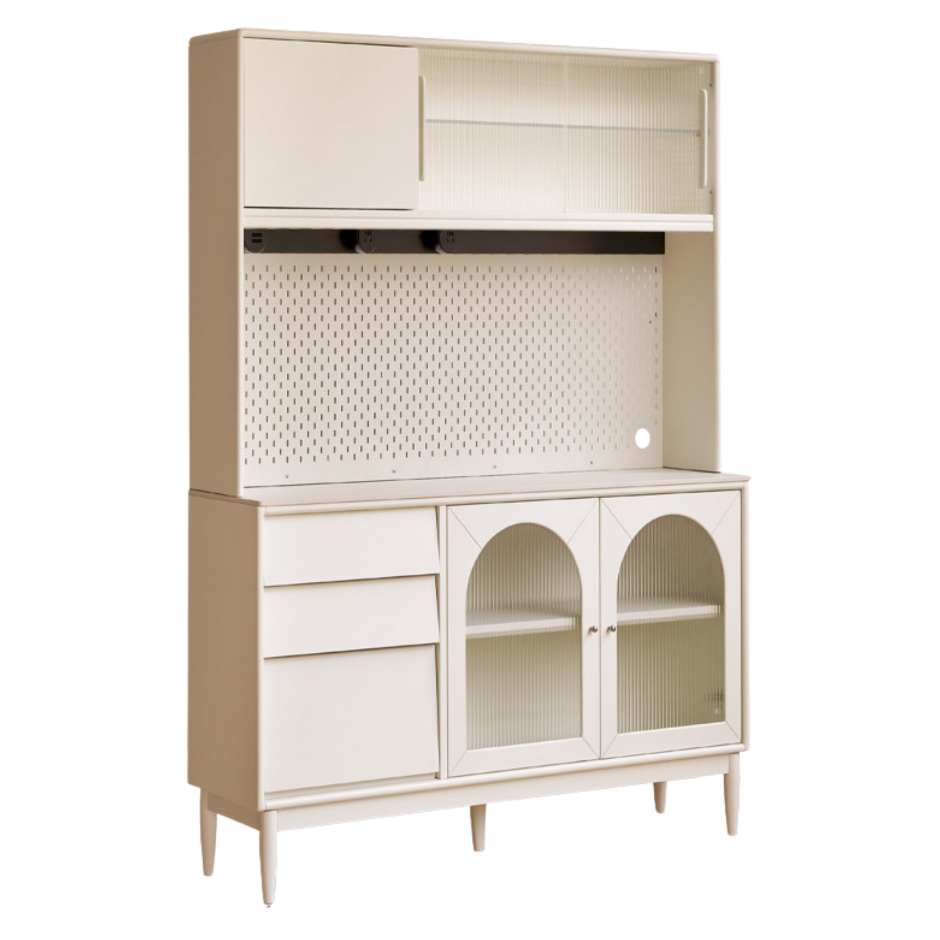 Poplar Solid Wood, Solid RubberWood French Cream Style Sideboard