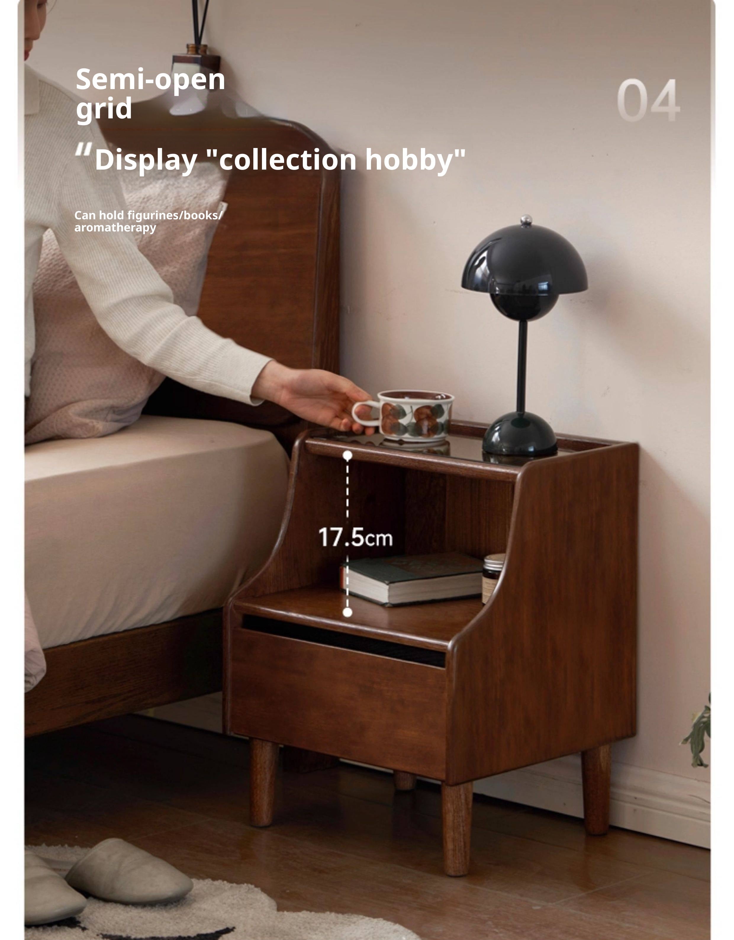 Solid Rubberwood, Oak Solid Wood Nightstand