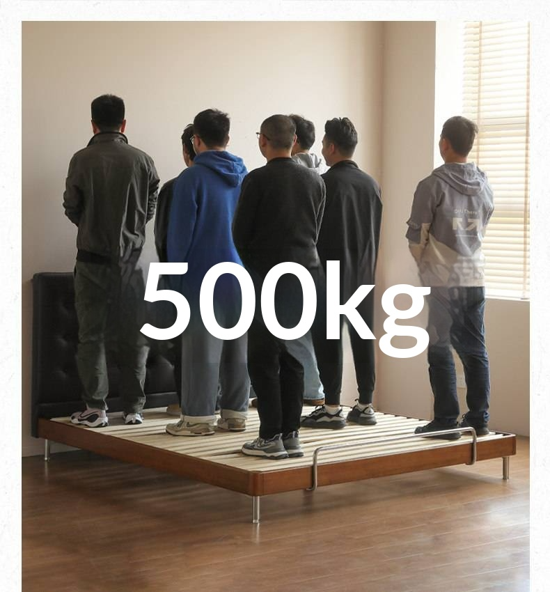 Tulipwood Solid Wood Bed — Bauhaus Style with Soft Genuine Leather Headboard