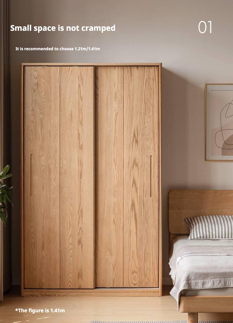 Oak, Ash Solid Wood Wardrobe Sliding Door.