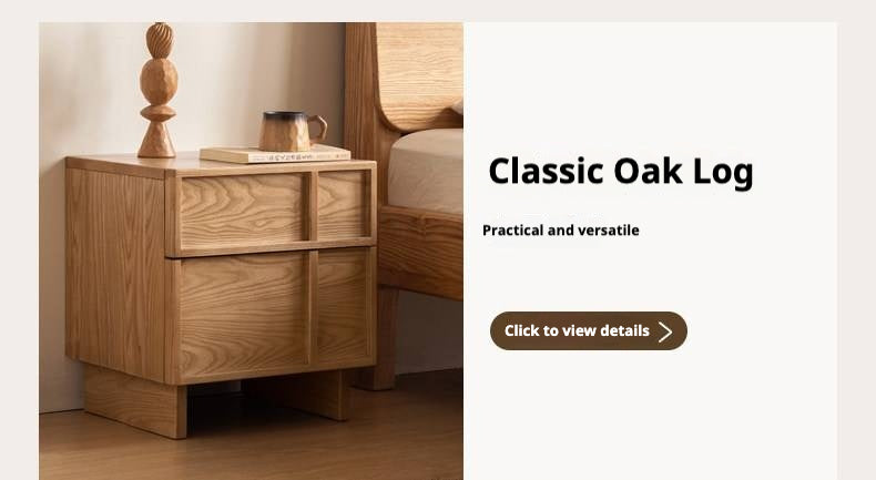 Ash Solid Wood Wabi-Sabi Style Nightstand.