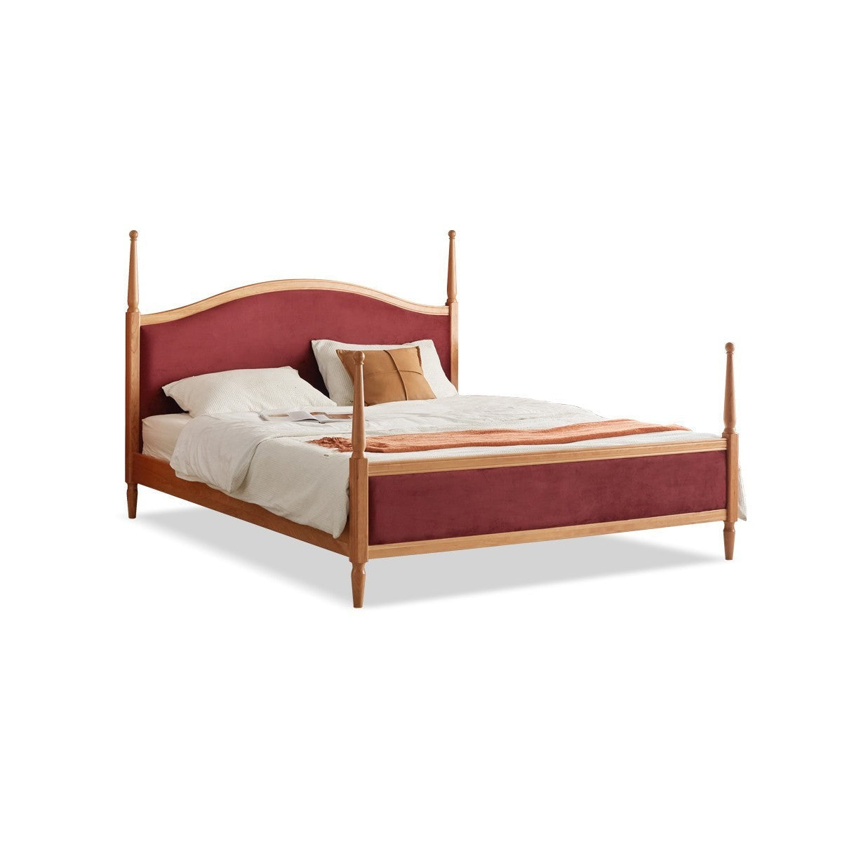 Cherry Wood Solid Wood Bed ,Retro Style, Princess Bed