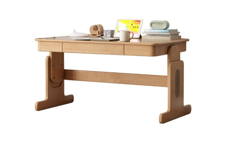 Beech Solid Wood Lifting Desk Bookshelf Combination