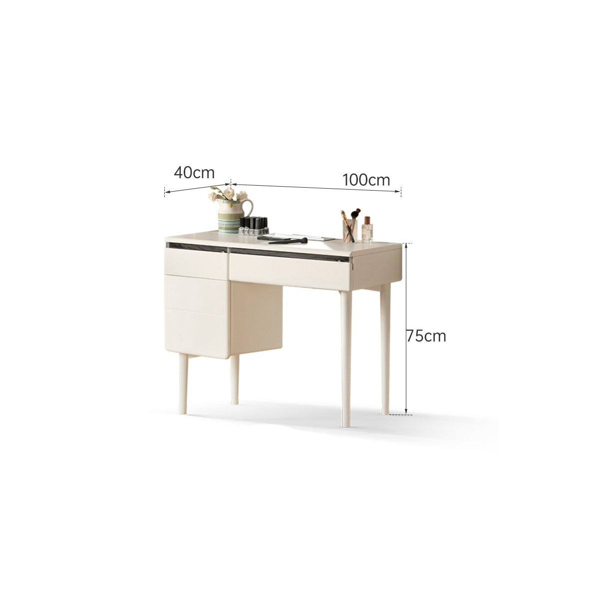 Solid Rubberwood, Poplar Solid Wood Dressing Table Warm White.