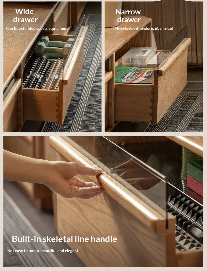 Ash Solid Wood Floor TV Cabinet