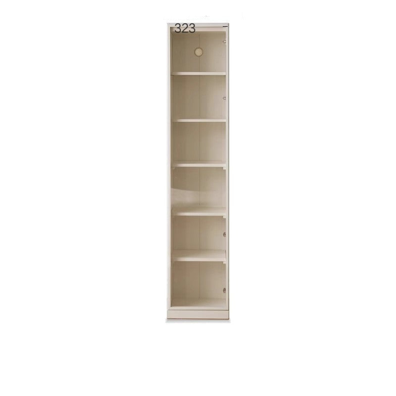 Poplar Solid Wood Combination Bookshelf Wall-To-Ceiling Bookcase Glass Door Display Cabinet Cream Style<