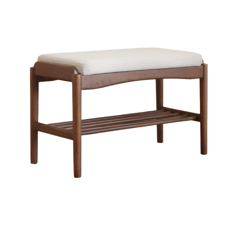 Black Walnut Solid Wood Genuine leather, Fabrics Shoe Changing Stool