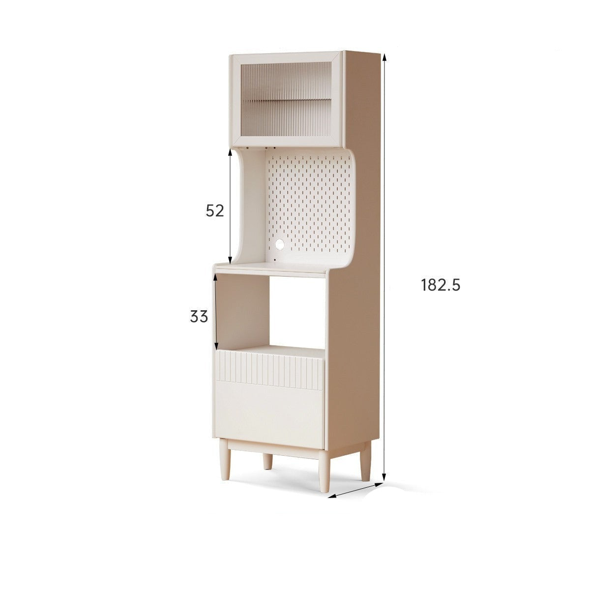 Poplar Solid Wood Sideboard Narrow Cream Style