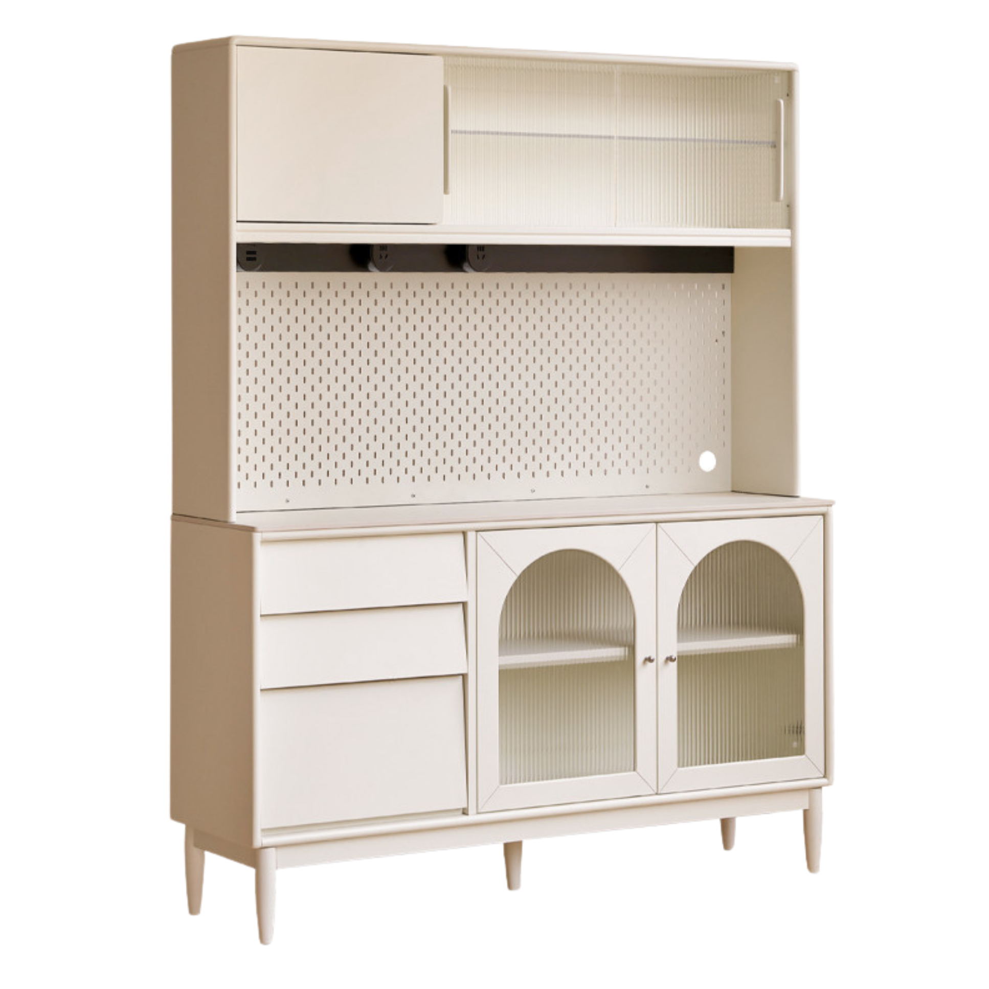 Poplar Solid Wood, Solid RubberWood French Cream Style Sideboard