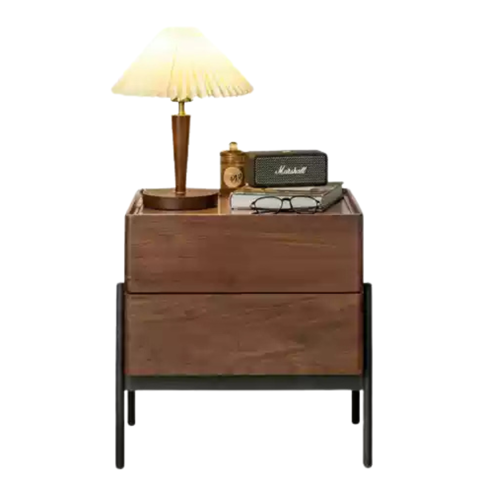 Black Walnut, Oak, South American Walnut Solid Wood Nightstand.
